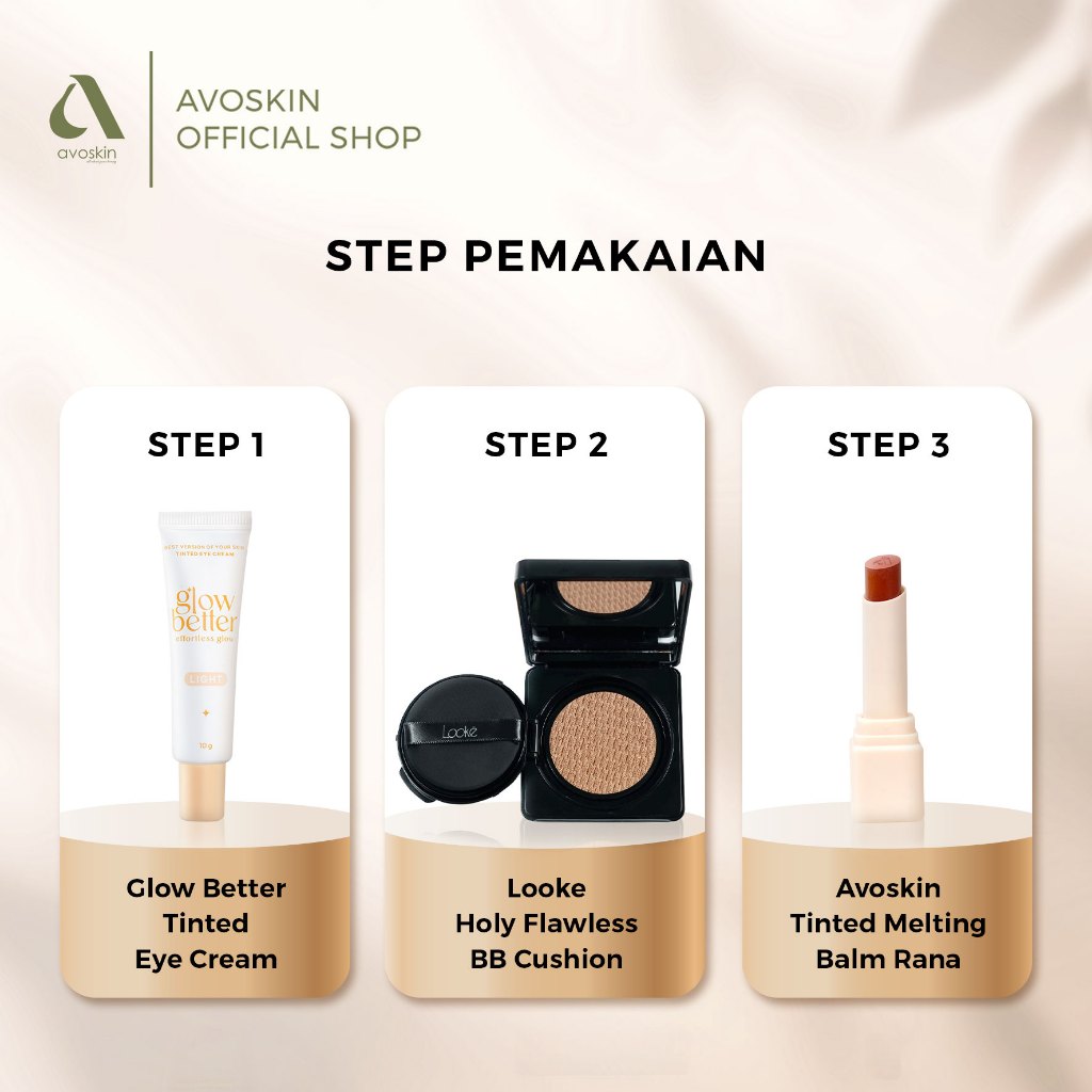 [AVO LOCAL POWER] Glow Up Glam Set (Tinted Eye Cream (10 g) + YSB Hybrid Elixir Tinted Melting Balm + Flawless BB Cushion (13 g))