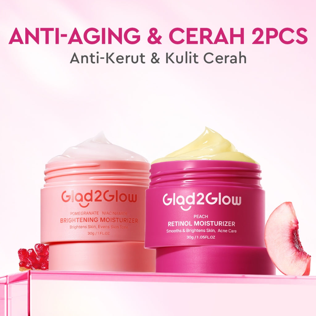 [Tasyafarasya Approved]Glad2Glow Peach Retinol Moisturizer Pelembab Anti Penuaan Penghalang Kulit Mencerahkan Flek Hitam Mengurangi kerutan mencerahkan warna kulit menghaluskan kulit mengecilkan pori-pori membesar dan melembabkan g2glow official store