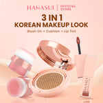 【3 IN 1】Hanasui Korean Make Up Look - Special Bundling 3Pcs Cushion Blush Liptint Natural Finish Makeup Ringan Waterproof