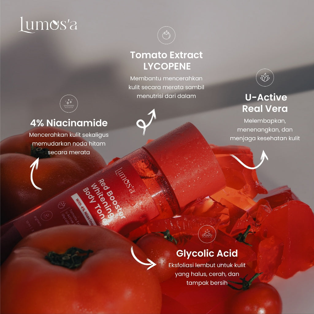 [BUNDLE 2] Lumos'a Red Dose Whitening Ampoule 30ml + Red Booster Whitening Body Toner 110ml