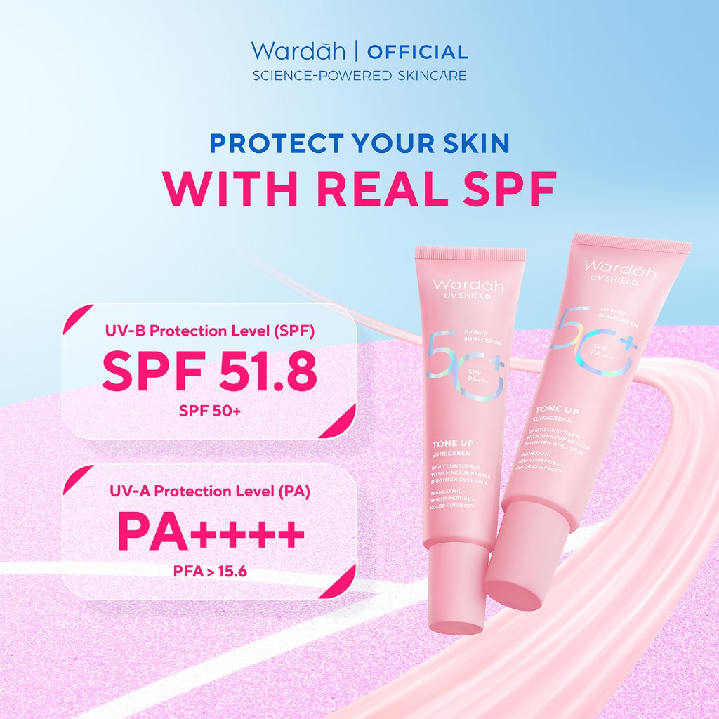Wardah UV Shield Tinted Tone Up Sunscreen SPF 50 PA 30 ml Sunscreen Wajah Mencerahkan Wajah Samarkan Noda Hitam Tidak Lengket Cepat Meresap Makeup Primer-Skincare