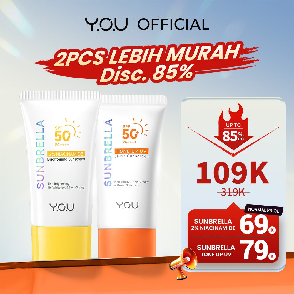 YOU Sunbrella Tone Up UV Elixir Sunscreen SPF50+ PA++++ Tabir Surya Mencerahkan dan Menghidrasi