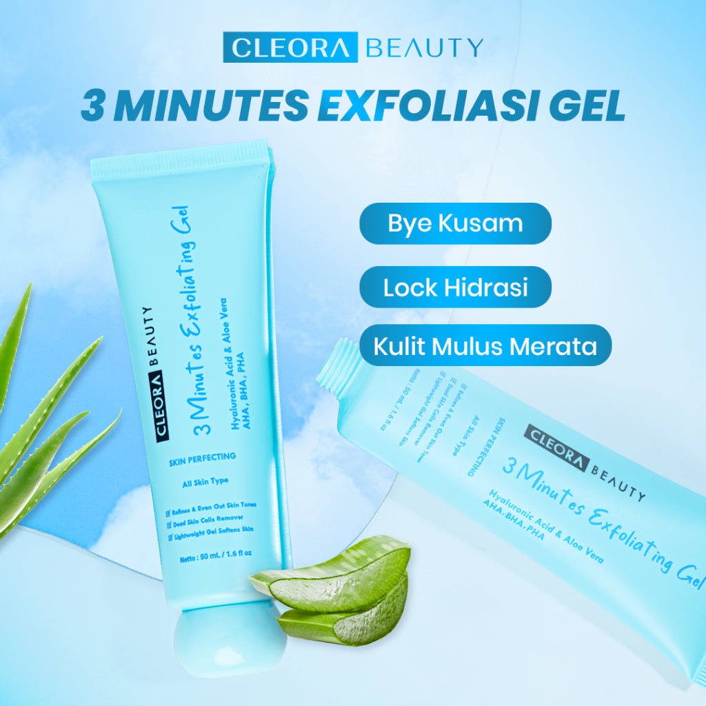 [SPESIAL OFFER] Cleora Beauty 3 Minutes Exfoliating Gel - Peeling Serum Membantu Mengangkat Kotoran & Sel Kulit Mati Mencerahkan Muka Exfoliasi Wajah Penghilang Dark Spot Skincare Acne Pria Wanita Eksfoliasi Muka Komedo With AHA BHA PHA Niacinamide Night
