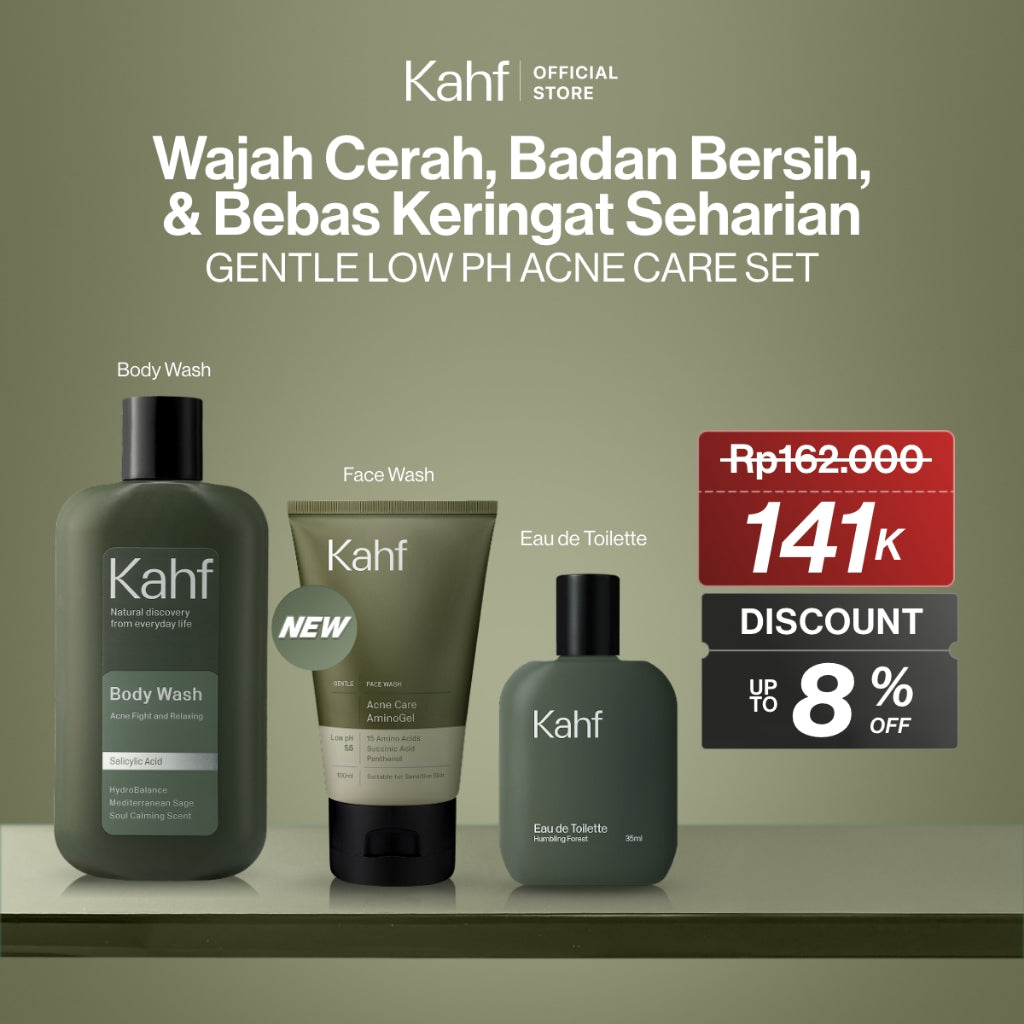 [KAHF BUNDLE 3IN1 PAKET PERAWATAN DAILY USE ESSENTIALS : WAJAH CERAH, BADAN BERSIH, & BEBAS KERINGAT SEHARIAN] Paket Personal Care (Face Wash + Body Wash + Eau de Toilette) - Suitable for Daily Use