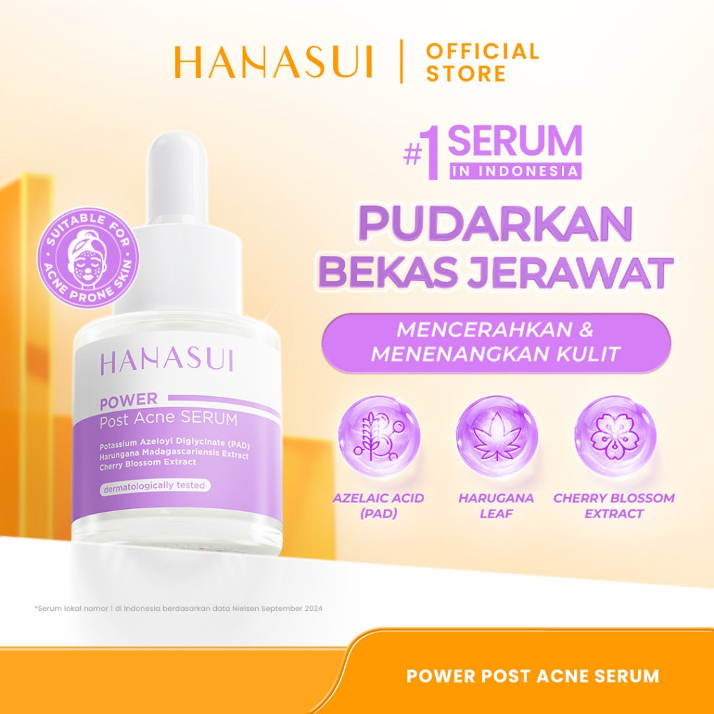 Hanasui Power Post Acne Serum - Pudarkan Bekas Jerawat PIE & PIH Mencerahkan dan Kurangi Kemerahan Cegah Jerawat Kembali