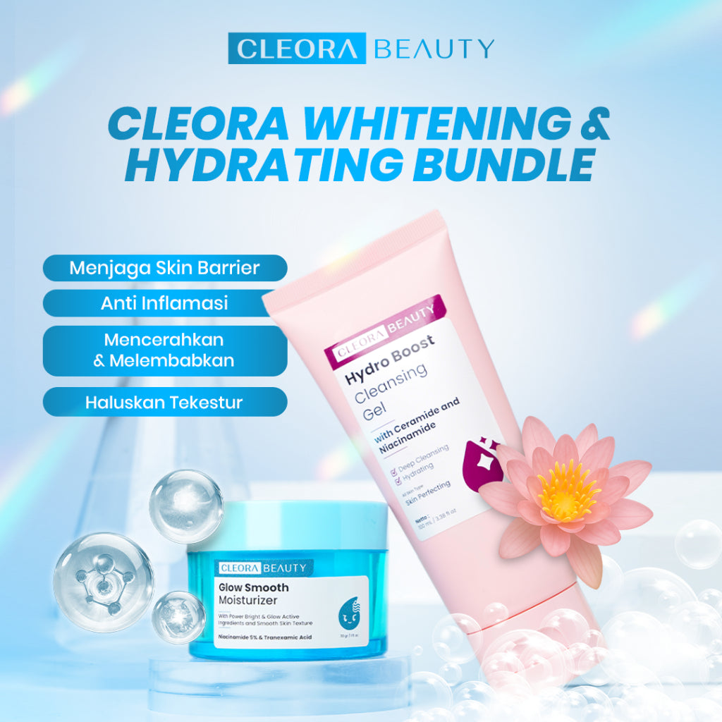 [SPECIAL OFFER] Cleora Paket Hydro Boost 2 in1 - Facial Wash Brightening Moisturizer Perawatan Kulit Kering Skincare Wajah Mengangkat Sel Kulit Mati Peeling Scrub Jerawat Acne Gel Face Wash Sabun Pemutih Muka Pelambab Exfoliasi Eksfoliasi Acne Jerawat