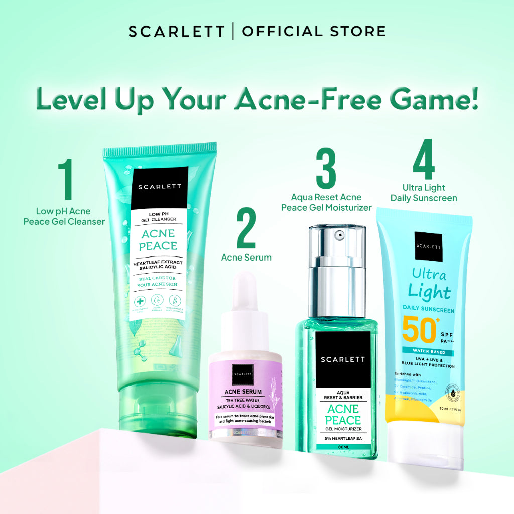 SCARLETT Low pH Acne Peace Gel Cleanser-Facial Wash Gentle Sabun Cuci Muka Low pH, Kulit Tidak Ketarik, Basic Skincare Anti Jerawat, Aman Untuk Kulit Sensitif Aman untuk Skin Barrier, Untuk Kulit Berjerawat dan Berminyak, Membersihkan Kotoran dan Minyak