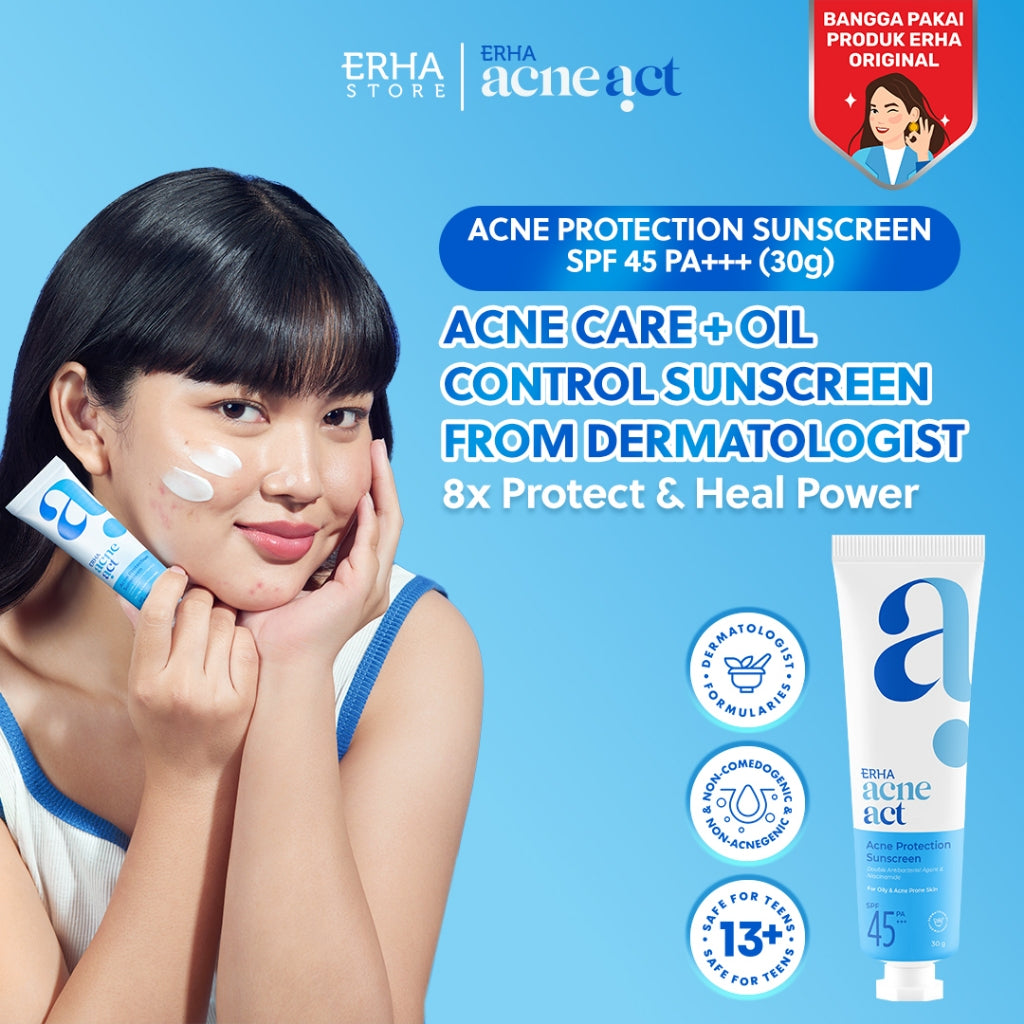 ERHA Acneact Acne Protection & Oil Control Sunscreen SPF 45+++ 30 g Sunscreen Jerawat Niacinamide