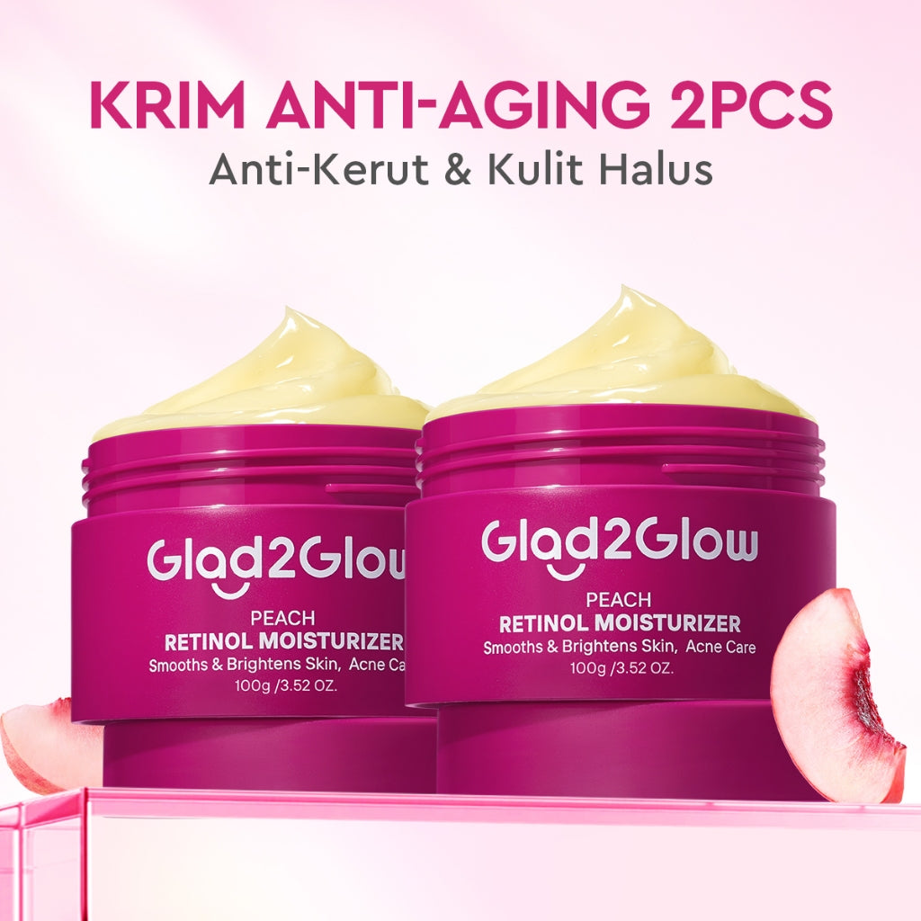 [Big Size]Glad2Glow Peach Retinol Moisturizer 100g Pelembab Anti Penuaan Penghalang Kulit Mencerahkan Flek Hitam Mengurangi kerutan mencerahkan warna kulit menghaluskan kulit mengecilkan pori-pori membesar dan melembabkan g2glow official store