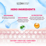 Day & Night Care Set: SCORA Bright Me Up Sunscreen 40 Gr + SCORA Sheer Glow Tone Up Cream 30 mL + 2,5% D-PANTHENOL BARRIER SHIELD MOISTURIZER 40ml  + SCORA D-Panthenol Gentle Low pH Cleanser 100ml  [BUNDLING 2 PCS]