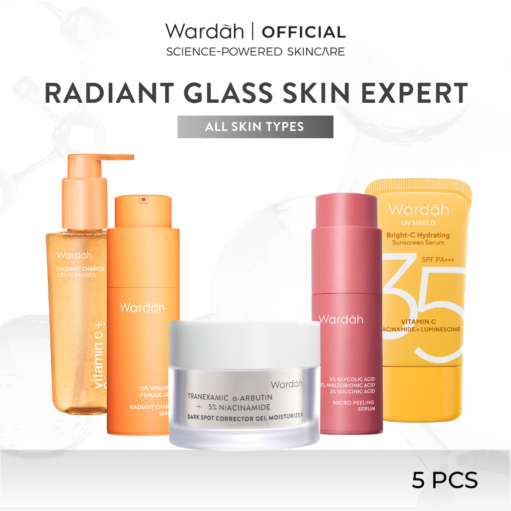 Paket Skincare Wardah Isi 5 pcs - Face Wash, Toner, Moisturizer Gel, Serum, & Sunscreen Paket Solusi Masalah Kulit - Skincare