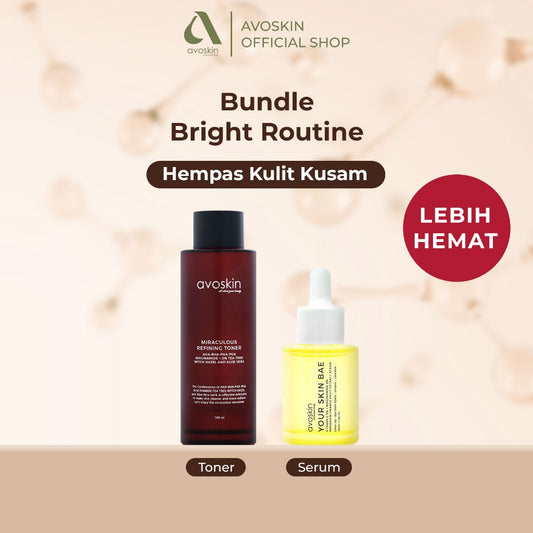 Paket Skincare Bright Routine (2 pcs) - Toner Refining 100ml + Serum Vitamin C