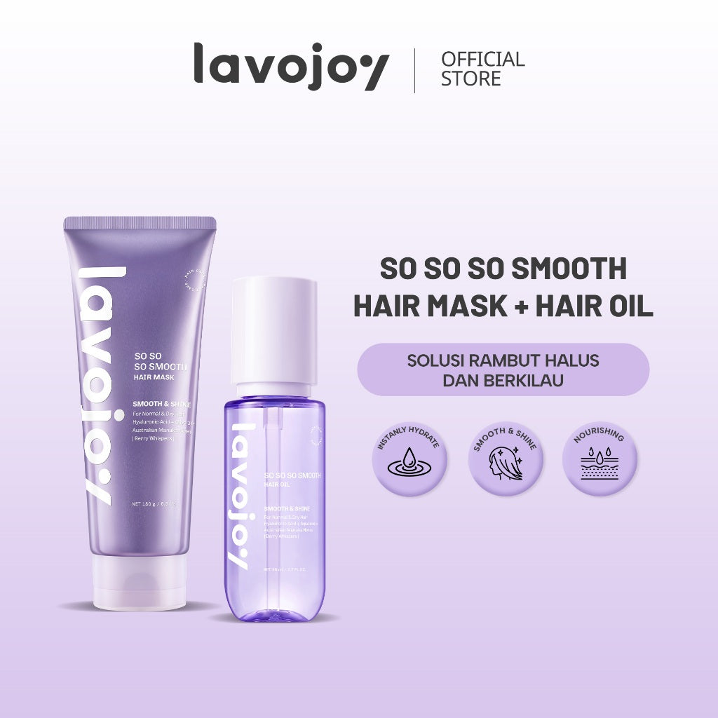 Lavojoy So So So Smooth Hair Oil 80ml  – Hair Oil Rambut Kering & Kusut, Melembutkan, Mengurangi Rambut Mengembang, Perlindungan Rambut Dari Panas Berlebih, Dengan 9 Natural Oils & Vitamin E