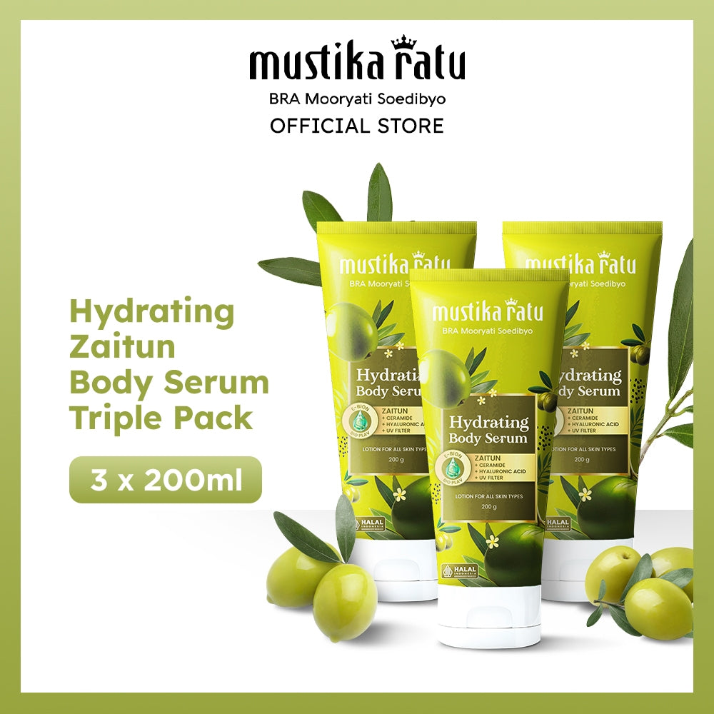 Mustika Ratu Hydrating Zaitun Body Serum 200ml - Triple Pack