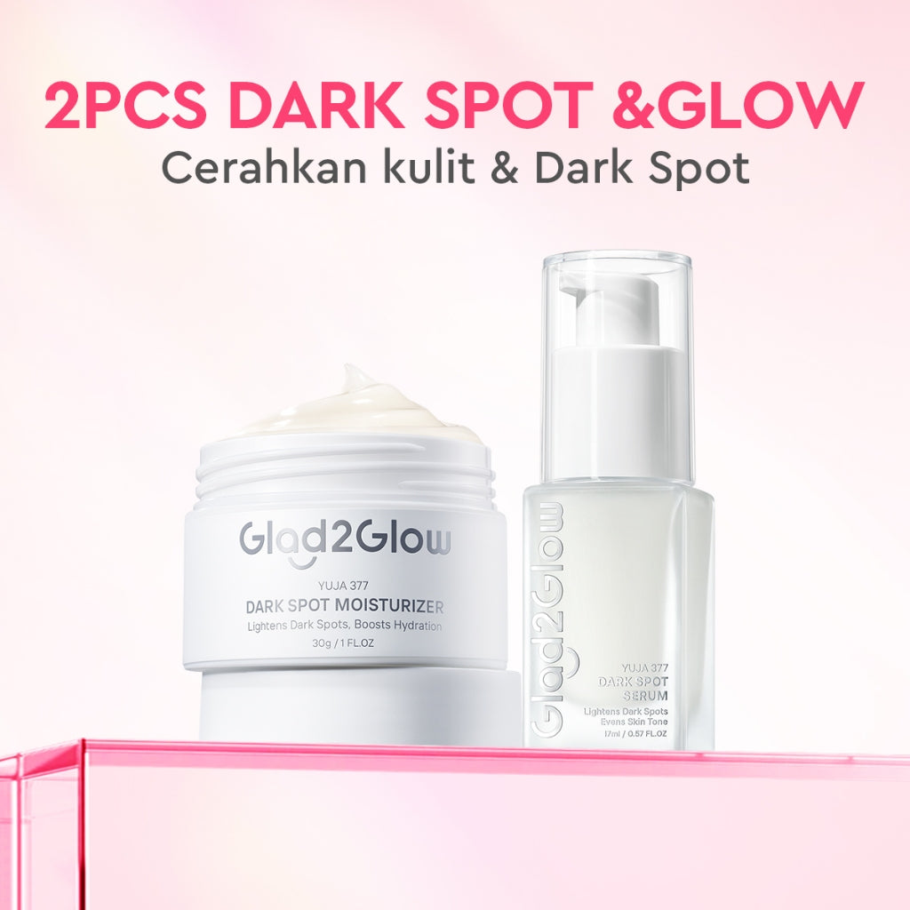Glad2Glow 2pcs Skincare Paket- Moisturizer+Serum-Beauty Sets & Packages Mencerahkan warna kulit  Menghilangkan jerawat pengelupasan kulit penghalang perbaikan Anti penuaan kulit halus Mencerahkan bintik hitam Atur Minyak Berlebih g2glow official store