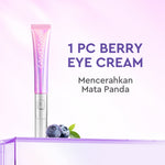 Glad2Glow Berry Eye Cream Brightening Eye Serum | Krim Mata with Electronic Massager with Peptide mata panda  kantung mata untuk Mengurangi Kantung Mata Eye Cream Eye Serum Penghilang Mata Panda Kantung Mata Cream Treatment g2glow official store