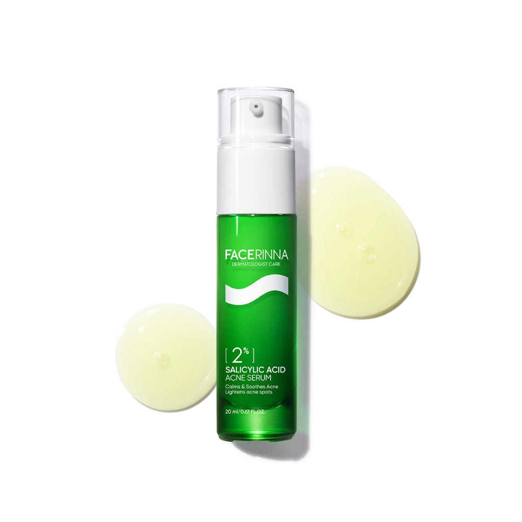FACERINNA 2% Salicylic Acid + 2% Niacinamide Acne Serum 20ml |  Serum Jerawat Acne Treatment Menghilangkan Bekas Jerawat Kulit Beruntusan Mencegah Jerawat Datang Lagi Calms Acnes&Redness Prevents Breakout | Anti-Acne Exfoliating Brightening Pemutih Wajah