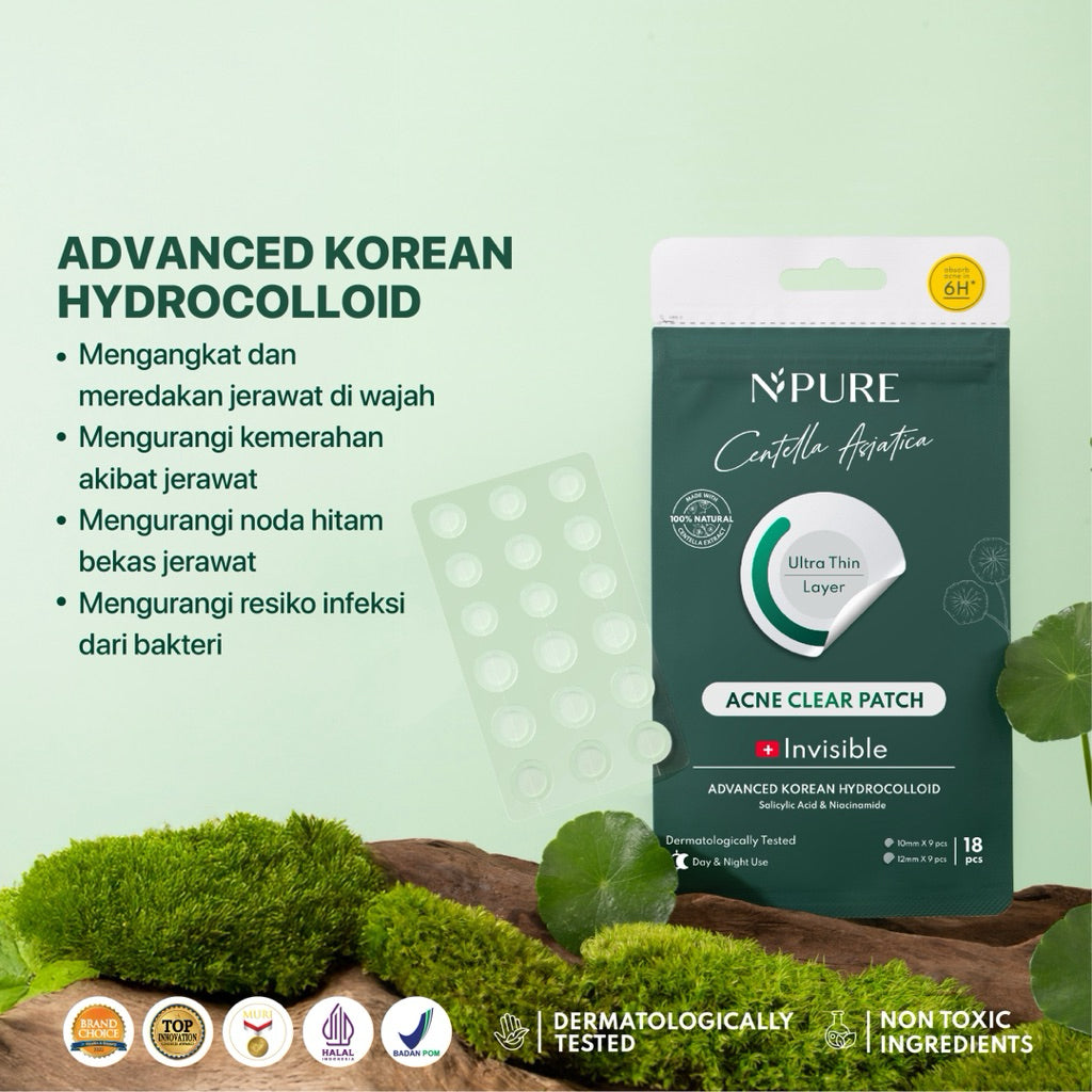 NPURE Acne Clear Patch isi 18Pcs / Ultra thin layer / Patch Jerawat / Acne Skin / Untuk kulit Berjerawat