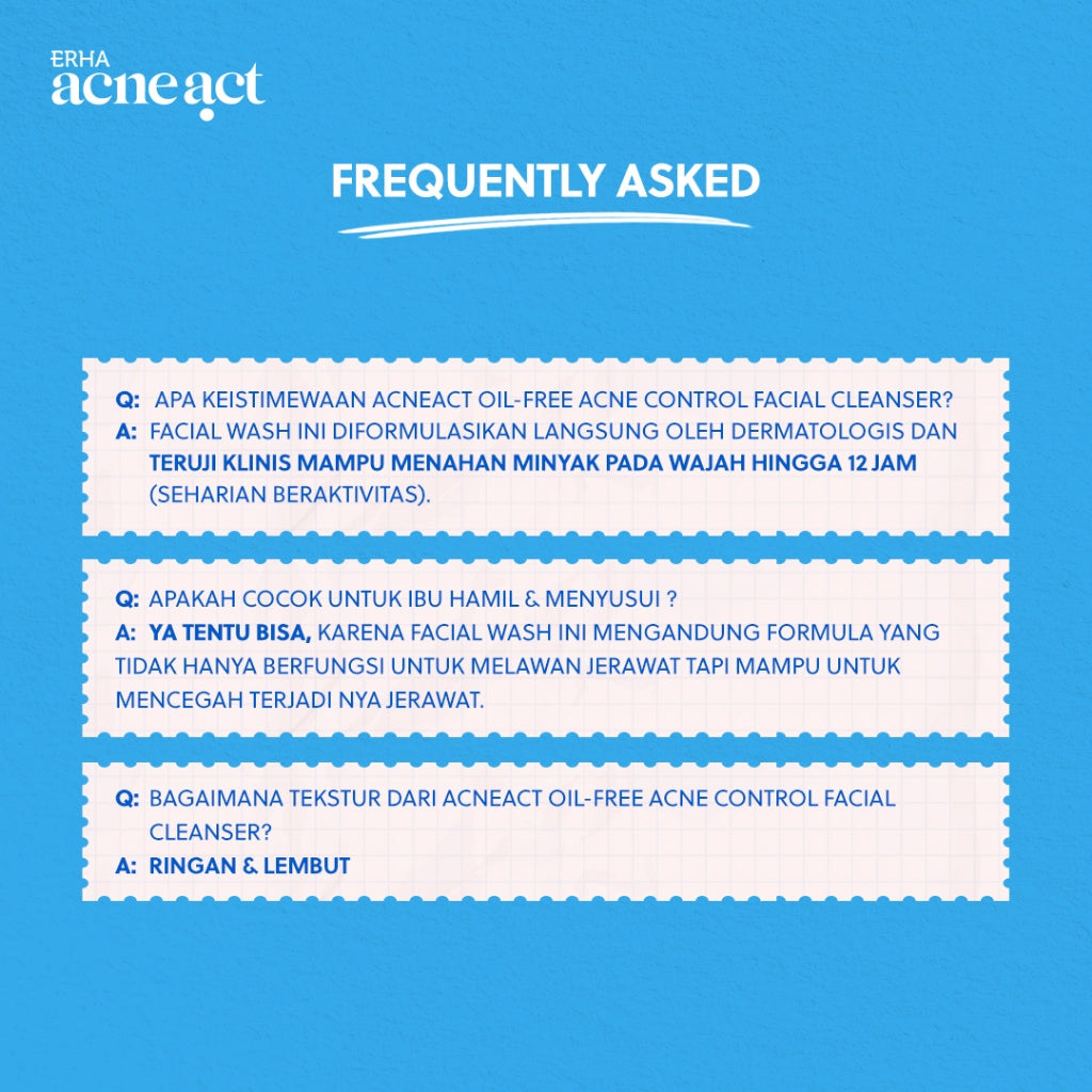 ERHA Acneact Oil-Free & Acne Control Cleanser - Sabun Wajah Kulit Minyak & Jerawat | BHA | Sulfur