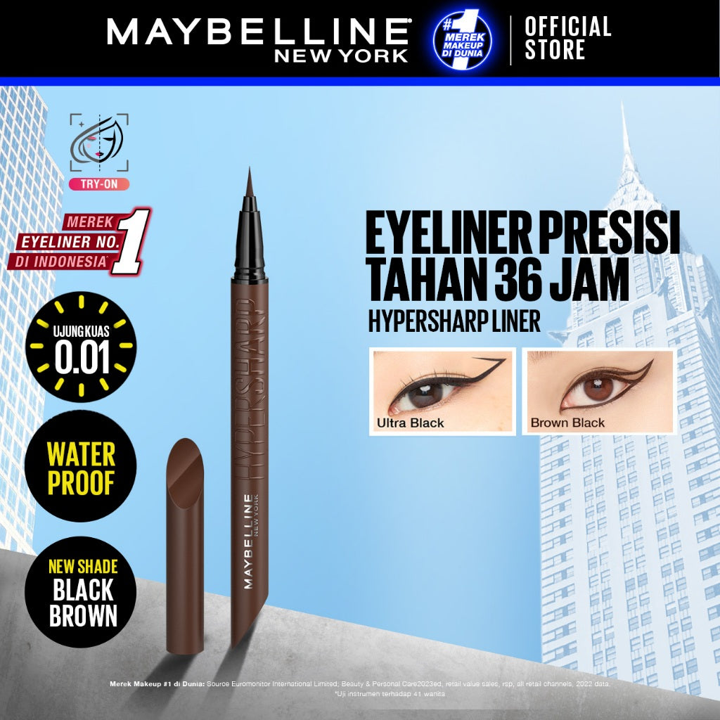 Maybelline Hypersharp Extreme Liquid Liner - 0.4gr (Eyeliner Eye Make Up Waterproof Tahan Air Long Lasting)