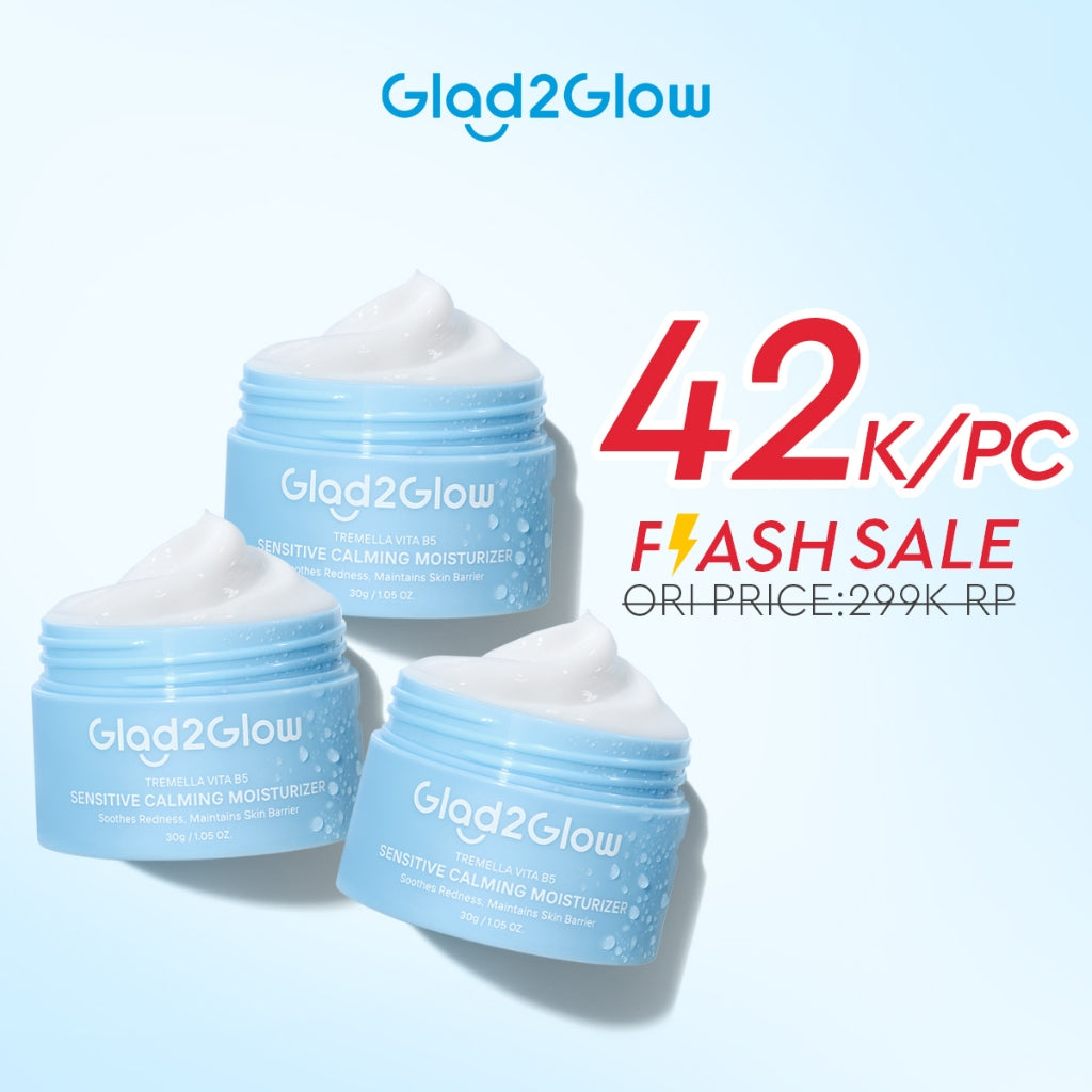 GLAD2GLOW Tremella Vita B5 Sensitive Calming Moisturizer | Gel Day & Night Cream Skincare g2g Pelembab Wajah Pemutih Wajah Mencerahkan g2glow official store