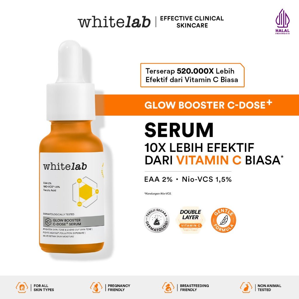 Whitelab 4 pcs Glow Booster C-Dose+ Brightening Paket Wajah - Facial Wash, Toner, Serum, with Moisturizer Paket Skincare