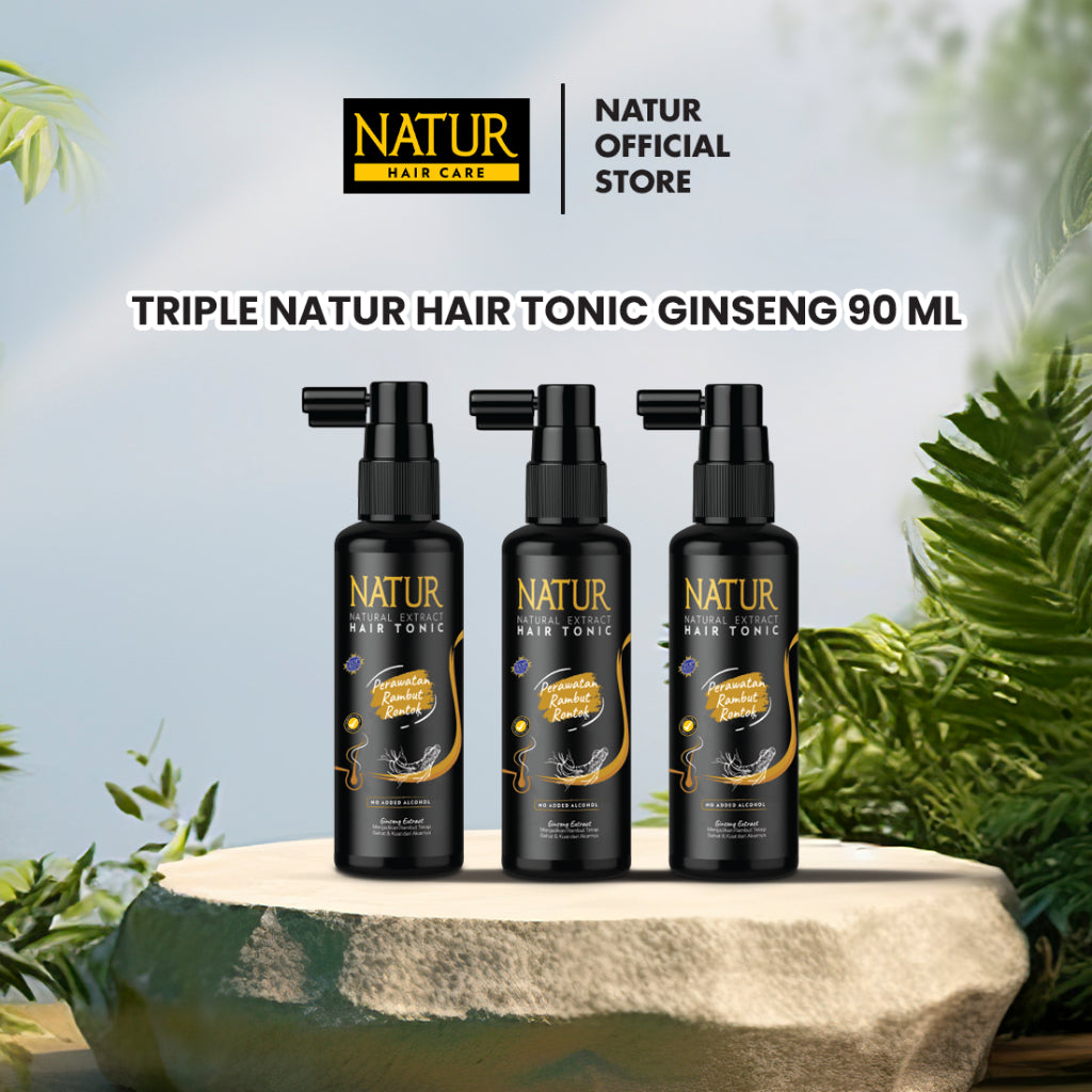 Triple Natur Hair Tonic Ginseng 90 ml - Tonic Mengurangi Rambut Rontok 3pcs / Anti Hair Fall