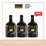 Triple Natur Shampoo Extract Ginseng 270 ml - Paket Sampo Rambut Rontok 3 pcs / Anti Hair Fall / Menguatkan Akar Rambut