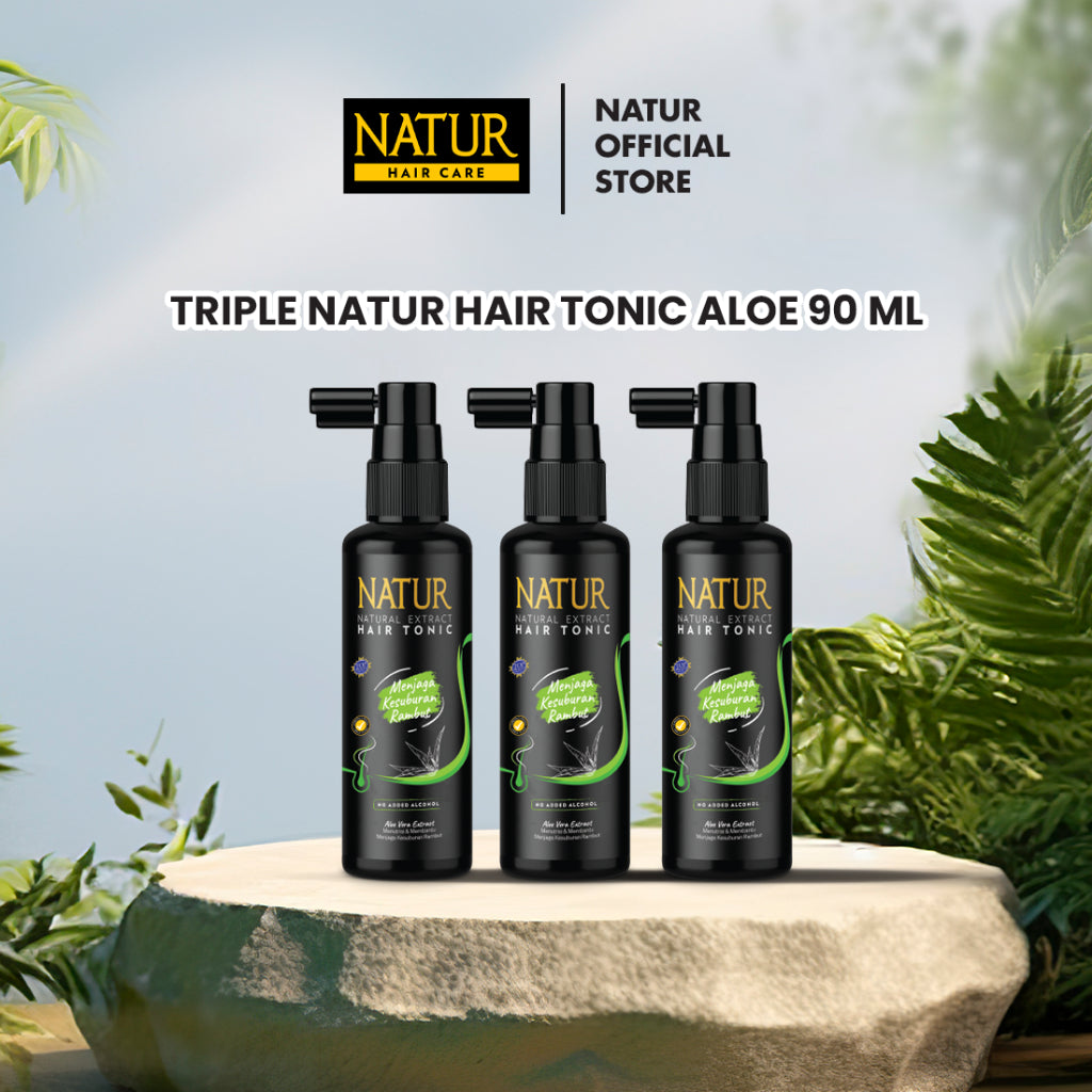 Triple Natur Hair Tonic Aloe Vera 90 ml - Paket Tonik Menebalkan Rambut 3pcs