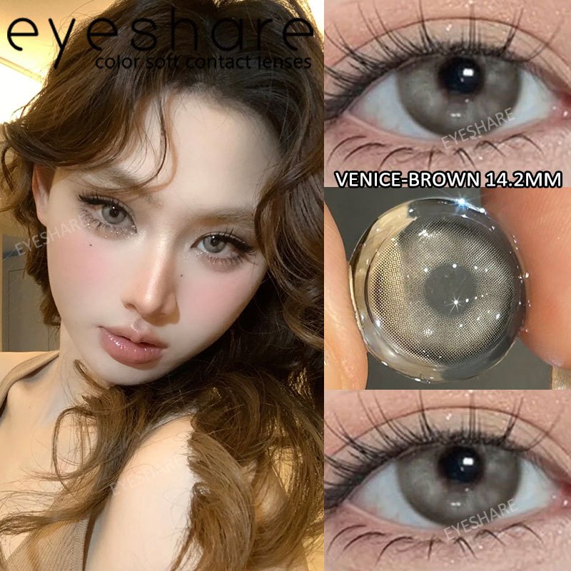 Eyeshare Softlens Minus Big Eyes VIENNA Chocolate 14.5mm 1 Pasang Lensa Kontak Cokelat