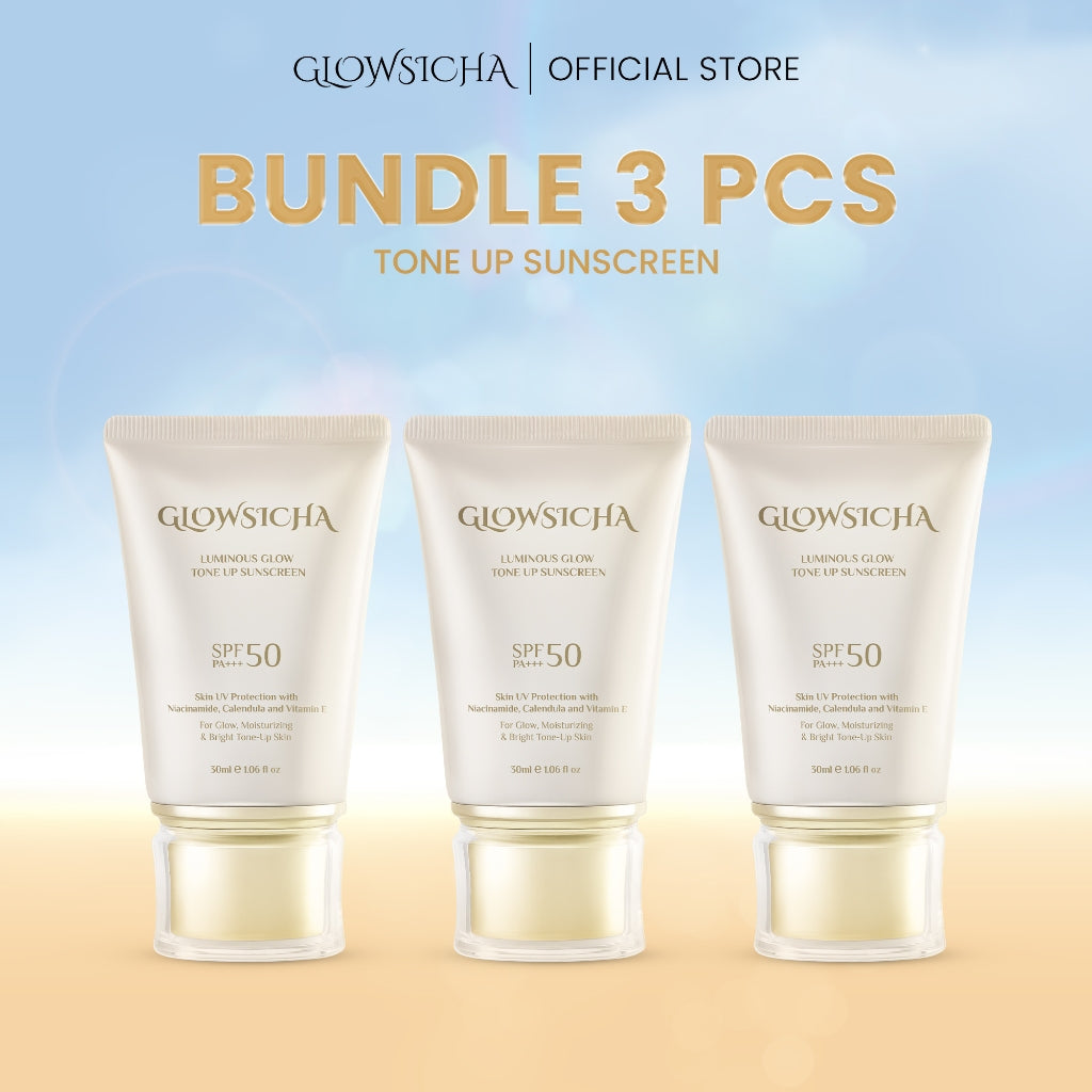 Glowsicha - Luminous Glow Tone Up Sunscreen SPF 50 PA+++ Sunscreen Ringan Dengan Niacinamide Tidak lengket dikulit SS Sunblock Mencerahkan Melindungi UV menjaga kelembapan kulit Hydrating Sunscreen Membantu Mencerahkan Wajah glowing