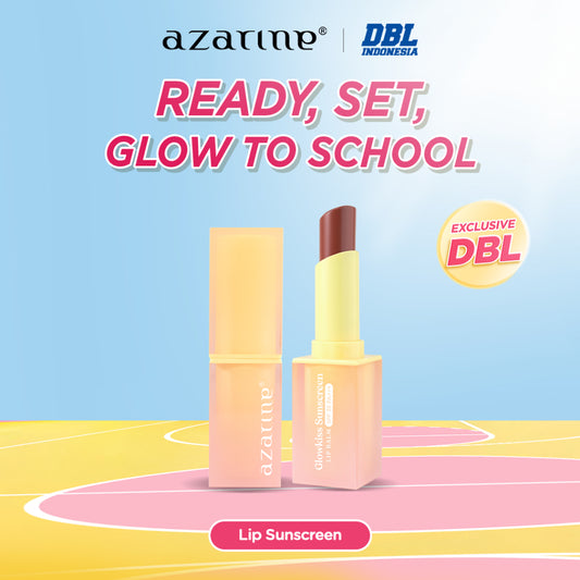 Azarine ⁠Ready, Set, Glow to School! Glowkiss Sunscreen Lip Balm 3gr Pelembab Bibir SPF 35 PA +++ dengan Ceramide, Peptide, Vitamin C Membantu Mencerahkan Menghidrasi dan Melindungi Bibir dari Sinar UV
