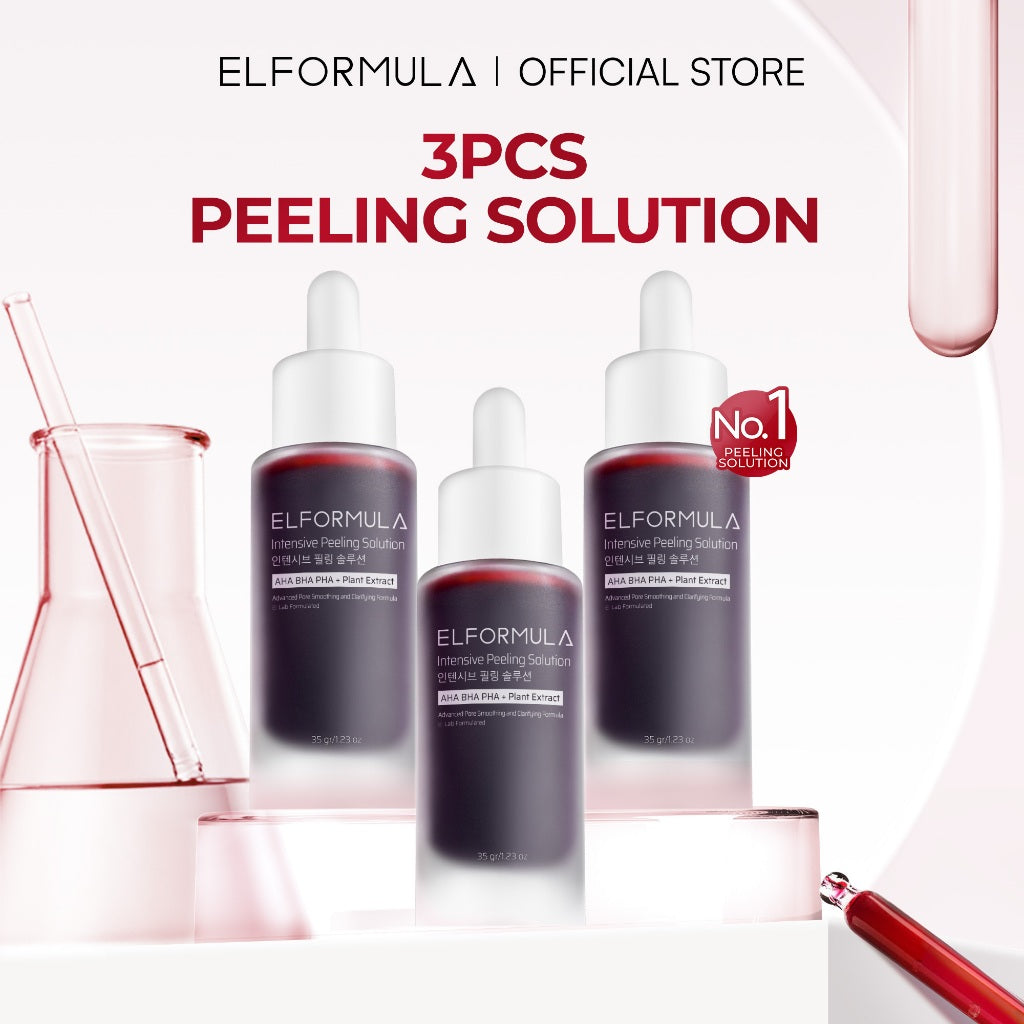 ELFORMULA Intensive Peeling Solution - Peeling Serum Dark Spot Glass Skin Eksfoliasi Wajah Mengangkat Sel Kulit Mati AHA BHA PHA Glowing Smooth Skin Mencerahkan Kulit Halus Blackhead Brightening Whitening Exfoliasi Exfoliating