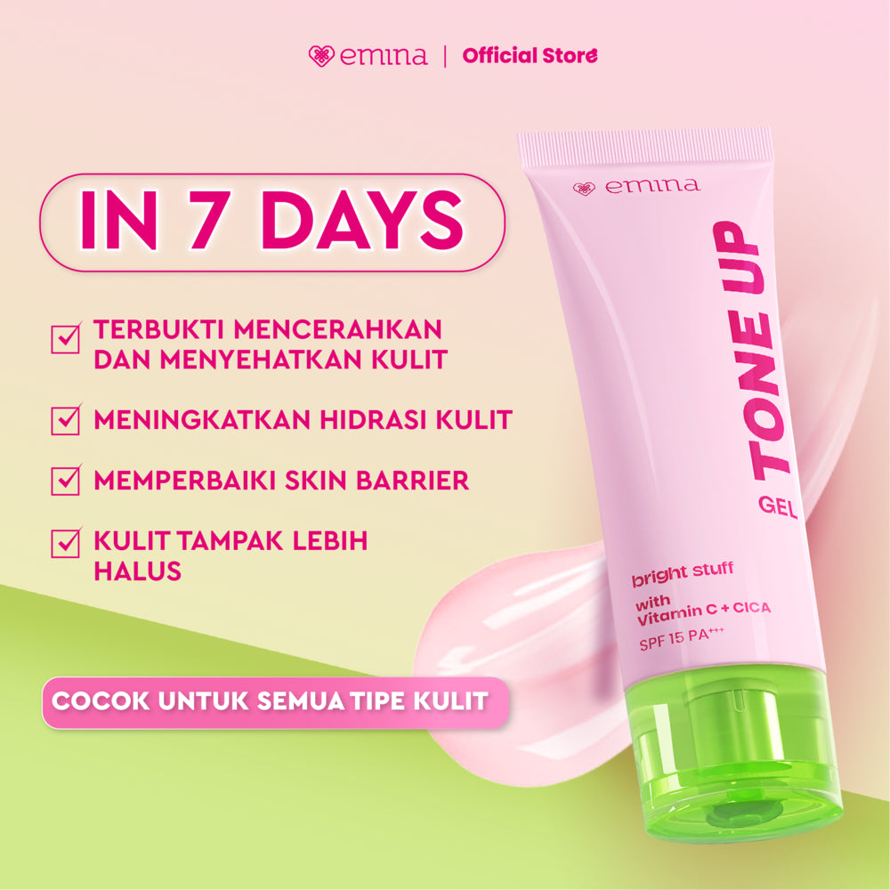 [SPECIAL 11.11] NEW! Emina Tone Up Cream Gel 20 ml - Instan Mencerahkan Kulit, Efek Tone-up Glowing Skin, UV Protection SPF 15, No Whitecast, Tekstur Ringan, Anti luntur, Easy to Blend, Brightening Formula, Mudah Menyerap, Cocok untuk semua jenis kulit