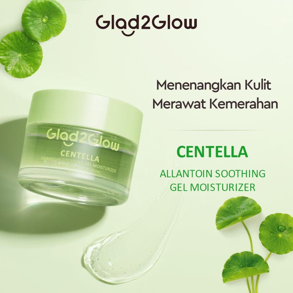 Glad2Glow Centella Water Gel Soothing Moisturizer Madeca Cream Berjerawat Acne Cica Pelembab Wajah 100g  Menenangkan kulit Mengurangi kemerahan Mengontrol minyak Mengobati kulit berjerawat Menjaga g2glow official store