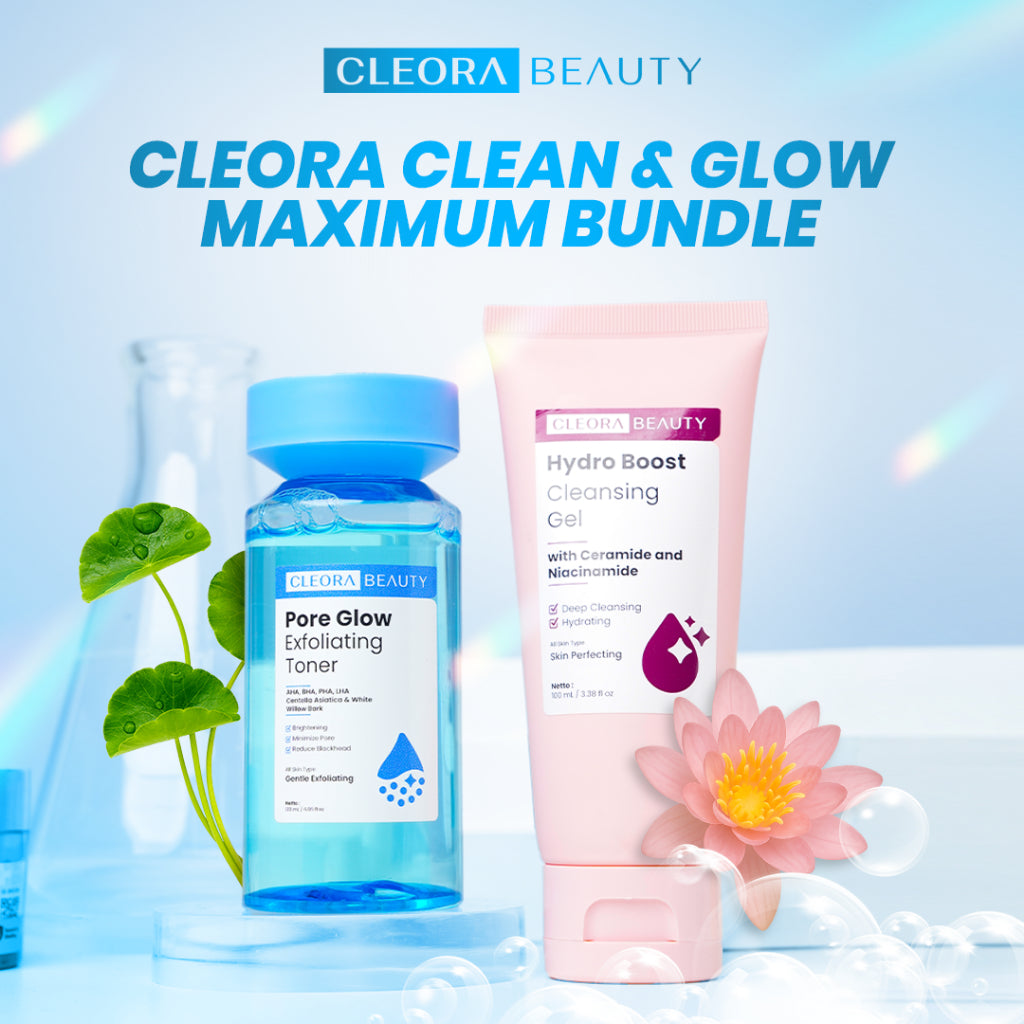 [SPECIAL OFFER] Cleora Paket Hydro Boost 2 in1 - Facial Wash Brightening Moisturizer Perawatan Kulit Kering Skincare Wajah Mengangkat Sel Kulit Mati Peeling Scrub Jerawat Acne Gel Face Wash Sabun Pemutih Muka Pelambab Exfoliasi Eksfoliasi Acne Jerawat