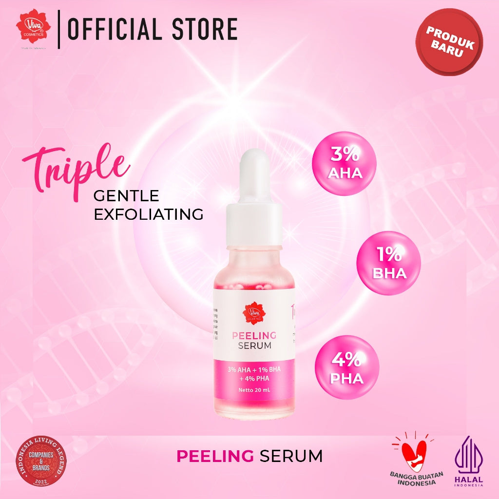 [Super Pack !!!] Viva Peeling Serum with Glycolic Acid (AHA), Salycilic Acid (BHA), Gluconolactone (PHA) - 20ml Kotoran Wajah Perawatan