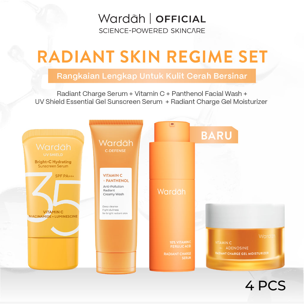 WARDAH 10% Vitamin C + Ferulic Acid Radiant Charge Serum 20 ml - Brightening Serum yang Menghilangkan dan Mencegah Noda Hitam Tak Terlihat untuk Kulit Cerah Lebih Lama - Skincare