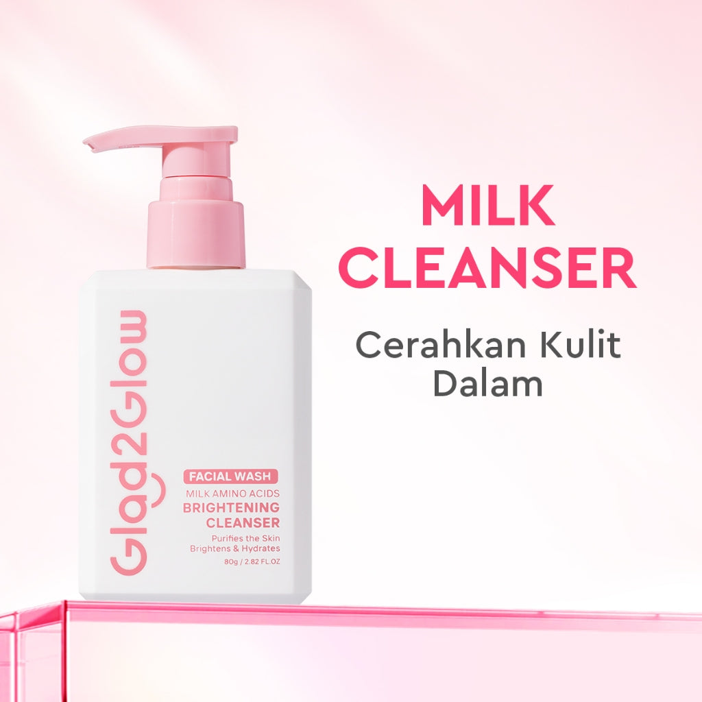 Glad2Glow Milk Amino Acid Gentle Cleanser Brightening facial wash skincare face wash sabun cuci muka cleansing balm exfoliating exfoliasi wajah sabun muka pembersih wajah Mencerahkan wajahMelembabkan kelembaban Mengandung asam amino g2glow official store