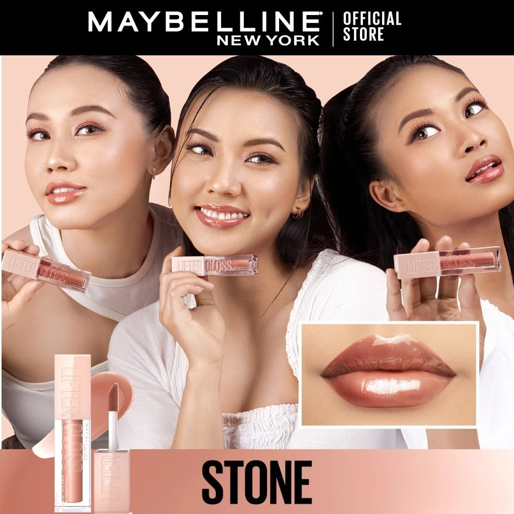 MAYBELLINE OFFICIAL Lifter Gloss Plump Make Up - 5.4ml Lip Gloss Hydrating Hyaluronic Acid
