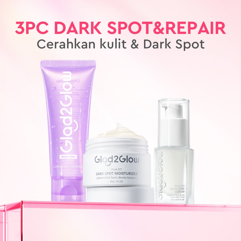 [ORDER NOW, HEMAT 30K]Glad2Glow Symwhite377 Dark Spot Bundle 7PCS-Yuja Skincare Cerah Brightening Moisturizer+Dark Spot Serum+Cleanser+Retinol Moisturizer+ Retinol Serum+Toner+Clay Stick Meringankan flek hitam mencerahkan warna kulit g2glow official store