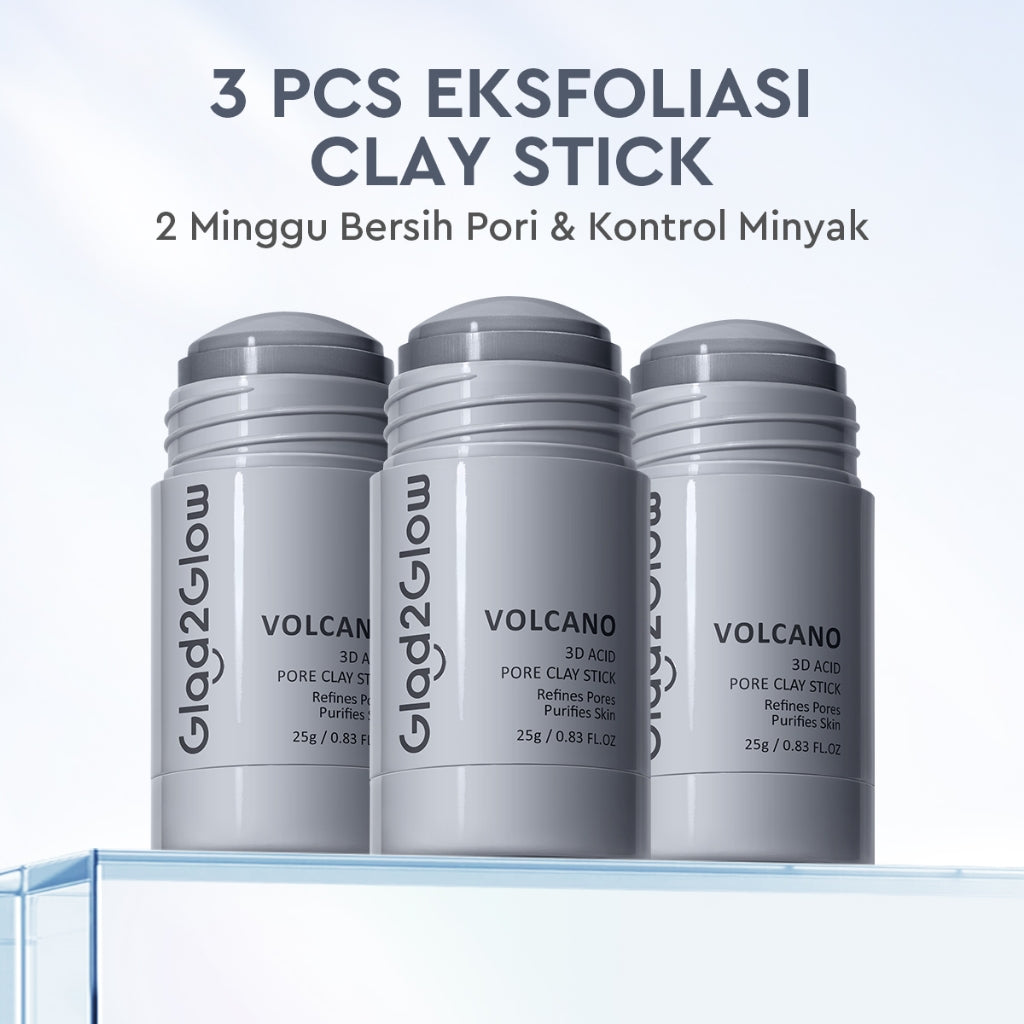 Glad2Glow Volcano 3D Acid Pore Clay Stick Masker Wajah Clay Masker Stik Deep Cleansing Pori Pori Masker Komedo Dan Pori Pori Wajah Pembersih Komedo clay Masker Masker Organik Masker Jerawat Sheetmask Masker Glad2Glow Clay Mask Masker G2Glow Official Store