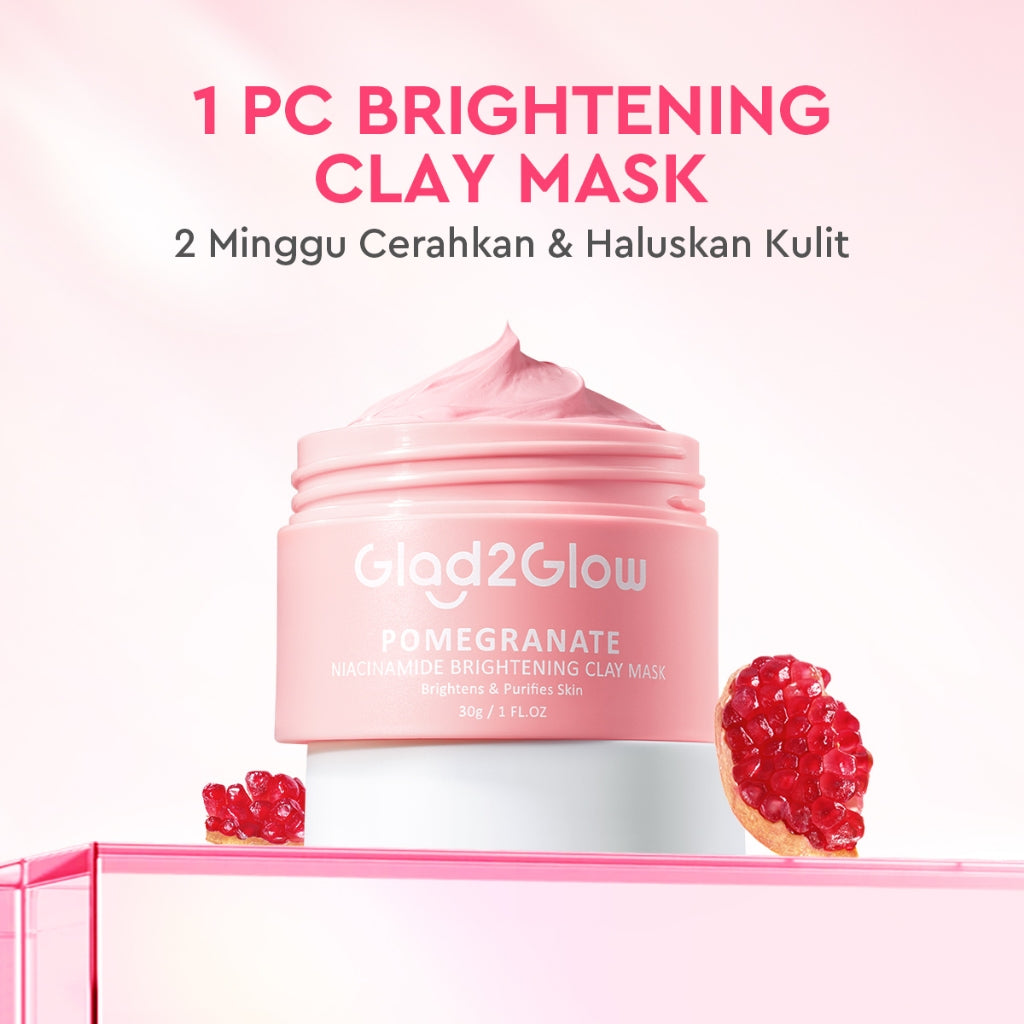 Glad2Glow Pomegranate Niacinamide Brightening Clay Stick Masker Glad2Glow Masker Wajah  Masker Brightening Masker Glowing Mud Masker Clay Masker Pencerah Wajah Masker Mencerahkan Clay Mask Brightening Clay Stik Pembersih Komedo Masker Stik Masker Muka