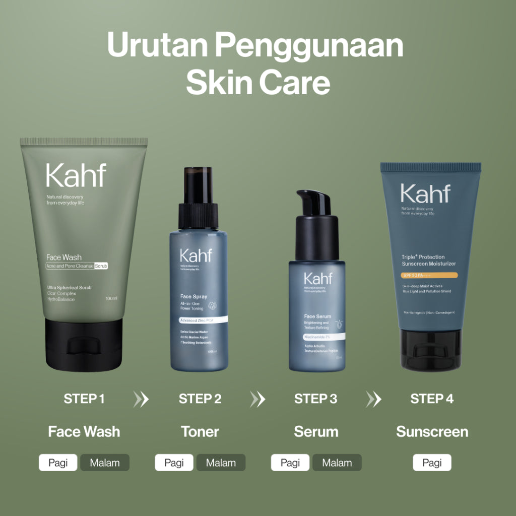 [KAHF BUNDLE 3IN1 PAKET FACIAL WASH - LAWAN JERAWAT, DEBU, DAN KOTORAN] Triple Pack Kahf Acne and Pore Cleanse Scrub 100 ml - Sabun Cuci Muka Pria dengan Scrub untuk Melawan Jerawat - Skincare Cleanser for Daily Use
