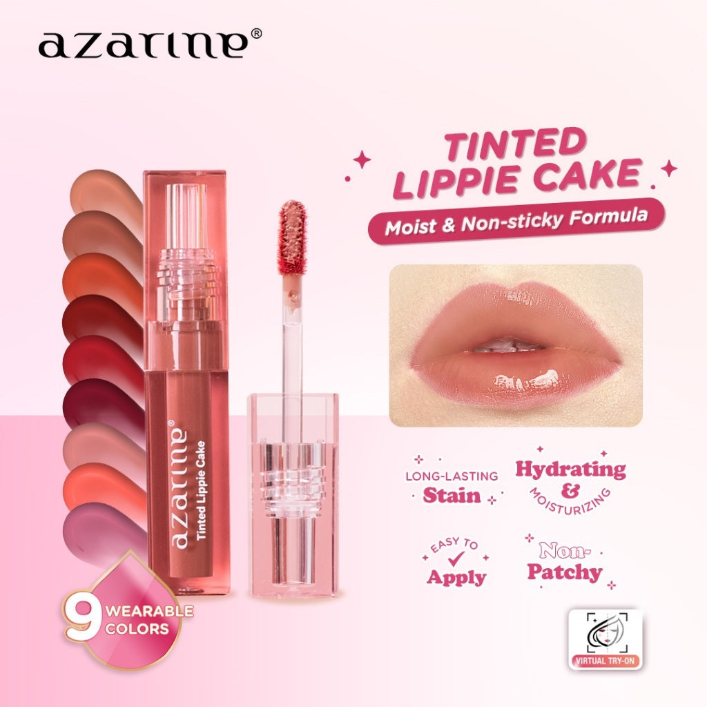Azarine Cover That Kiss Set [2 PCS] Covermatte Cushion + Tinted Lippie Cake Liptint Longlasting Hydrating Extra Moisturizing Cushion Tahan Lama Flawless Matte Finish Lightweight Makeup Easy Application Buildable Coverage