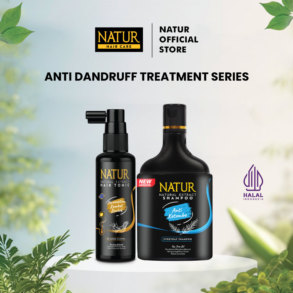 Natur Anti Dandruff Treatment Series (Shampoo TTO + Hair Tonic) - Perawatan Rambut Berketombe