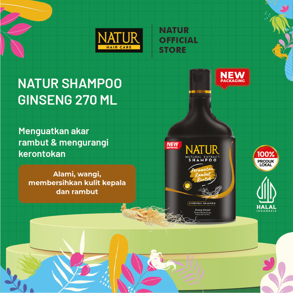 Natur Shampoo Extract Ginseng 270 ml  - Shampoo untuk Rambut Rontok / Anti Hair Fall