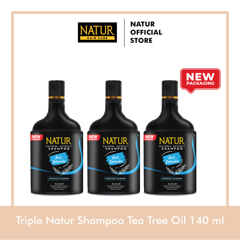 Triple Natur Hair Shampoo Anti Dandruff 140 ml - Paket Sampo Anti Ketombe 3pcs