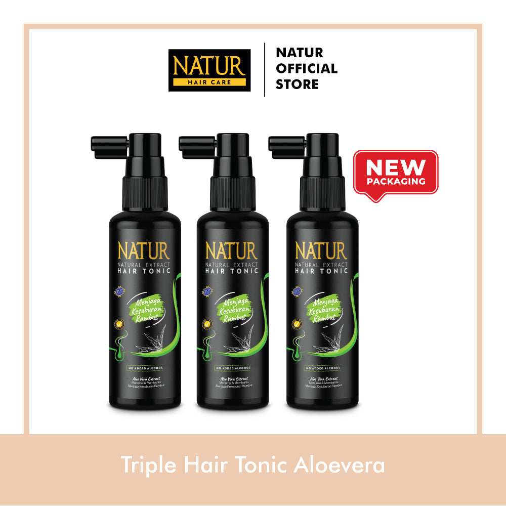 Triple Natur Hair Tonic Aloe Vera 90 ml - Paket Tonik Menebalkan Rambut 3pcs