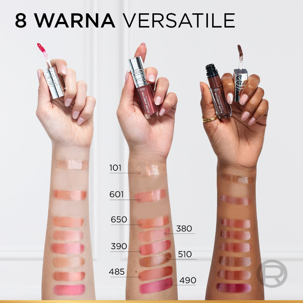 [BARU] L'Oreal Paris Plump Ambition Lip Oil - Instant Plump Hyaluronic Acid & Tripeptide Tahan Hingga 24 Jam, Bibir Plumpy & Lembab, Tidak Lengket | Lip Gloss Lip Plump